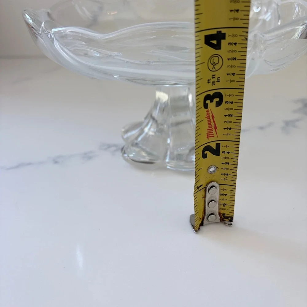 Mikasa Spring Crest Frosted Glass Tulip Pedestal Bowl Scalloped Compote Dish 7.5